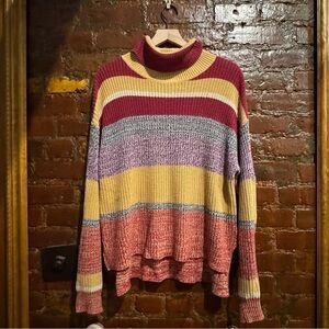 Striped Multicolor Turtleneck Sweater